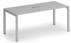 Stôl SQUARE 1800 x 800 x 750, sivá + stolná zásuvka TYP V, strieborná