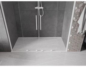 Mexen Velar L Duo, posuvné sprchové dvere do otvoru 180 cm, 8mm číre sklo, biela matná, 871-180-003-02-20