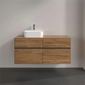 VILLEROY &amp; BOCH Collaro závesná skrinka pod umývadlo na dosku (umývadlo vľavo), 4 zásuvky, 1200 x 500 x 548 mm, Oak Kansas, C09800RH