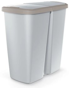 Odpadkový kôš DUO sivý, 45 l, hnedá / sivá