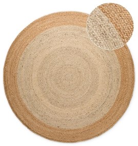 Obojstranný/ručne tkaný jutový okrúhly koberec slonovinový ø 100 cm Jutta Ivory – Hanse Home
