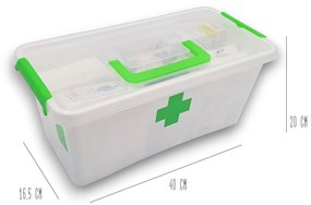 Lekárnička, úložný box na lieky s vnoreným organizérom, 2v1, s rúčkou, antibakteriálna, 8l