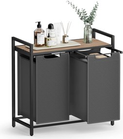 Kôš na prádlo, 2 priehradkový, 2 × 46 l, 73 × 33 × 72 cm, ťavová hnedá a šedá