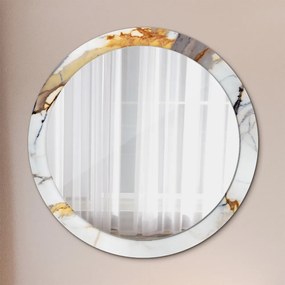 Okrúhle zrkadlo s potlačou Biely mramor fi 90 cm
