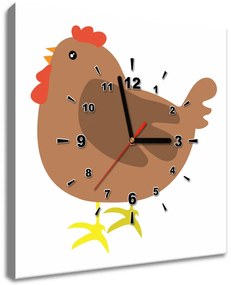 Gario Obraz s hodinami Hnedá sliepočka Rozmery: 40 x 40 cm