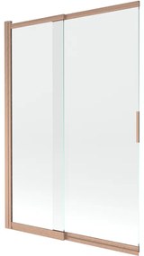 Mexen Fox, 2-krídlová posuvná vaňová zástena 120 × 150 cm, 5mm číre sklo, medený matný profil, 891-120-002-65-00