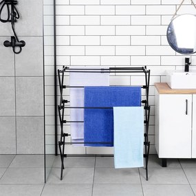 VILDE Sušiak na bielizeň, skladací, čierny kov VILDE, 6 poschodí, 47 - 78 x 94 cm