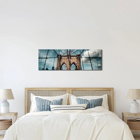 Obraz - Brooklynský most (s hodinami) (90x30 cm)