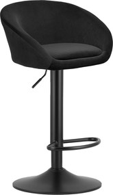 Barová stolička EAST čierny zamat / čierna podnož