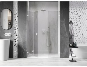 Mexen Lunar-F, L skladacie ľavé sprchové dvere 130 cm, 8mm číre sklo, biely profil, 836SL-130-050-20-00-L