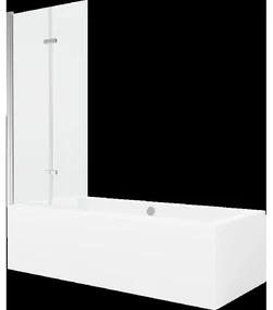 Mexen Cube obdĺžniková vaňa 180 x 80 cm s obkladom a 2-krídlovou zástenou 80 cm, Transparentné, Chrómová - 550518080X9208020100