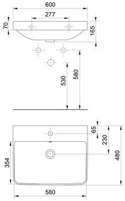 Bruckner - Zapustené umývadlo NERON 60x48 cm biele