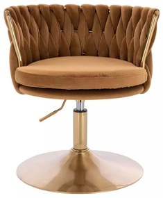 LuxuryForm DESIGN Stolička LYON VELUR na zlatom tanieri - medová