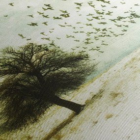 Obraz - Maľovaný kŕdeľ vtákov (120x50 cm)