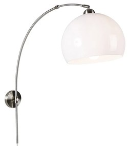 Inteligentná nástenná oblúková lampa oceľ s bielym tienidlom vrátane Wifi A60 - Bow