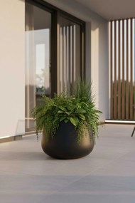 Kvetináč GIRAR, sklolaminát, výška 27 cm, antracit