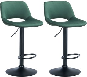 2x Barová stolička Camden - zamat, čierny rám - Zelená