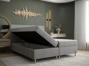 Manželská posteľ  Boxspring 140 cm Flu Comfort (sivá) (s matracom a úložným priestorom). Vlastná spoľahlivá doprava až k Vám domov. 1055922