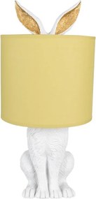 Biela stolná lampa králik so žltým tienidlom Rabbi - Ø 20*43 cm E27/max 1*60W