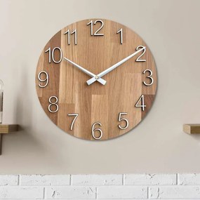 Elegantné nástenné hodiny z masívneho dubu I SENTOP MAS016-OSMO-3041-hands/silver