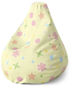 Sablio Sedací vak Pear Hviezdy, kvety a bodky - 140 x 100 x 25 cm