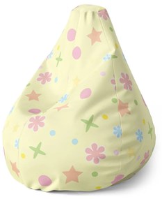 Sablio Sedací vak Pear Hviezdy, kvety a bodky - 140 x 100 x 25 cm