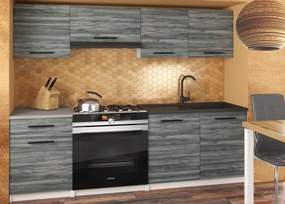 Kuchynská linka Belini 180 cm šedý antracit Glamour Wood s pracovnou doskou Superuniqa2  TOR SUPERUNIQA2/3/WT/GW1/0/B1