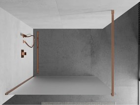 Mexen Kioto, sprchová zástena Walk-In 90 x 200 cm, 8mm sklo námraza, medený matný profil, 800-090-101-65-30