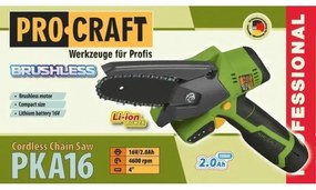 AKU píla reťazová 10,0 cm - Procraft PKA16; 16 V (2x batéria 2,0 Ah + nabíjačka)