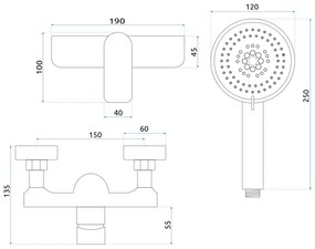 REA Dart sprchová batéria, zlatá REA-B5653 - Rea