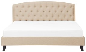 Čalúnená béžová posteľ 160x200 cm BORDEAUX Beliani