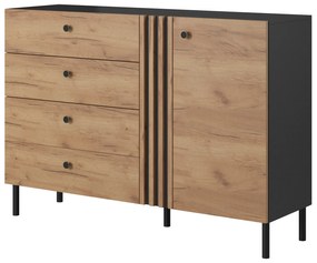 Komoda Dalde D4S (dub craft zlatý + antracit). Akcia -19%. Vlastná spoľahlivá doprava až k Vám domov. 1071345