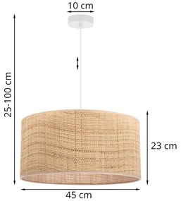 Závesné svietidlo Rattan, 1x ratanové tienidlo, (fi 45cm), w