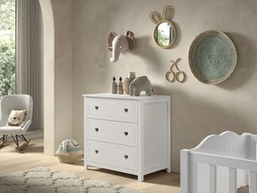 Komoda Amori z masívu a MDF borovica biela 90cm