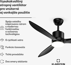 Klarstein SkyBreeze inteligentný stropný ventilátor so svetlom | 132 cm | 27 W | Tichý | LED | Drevo