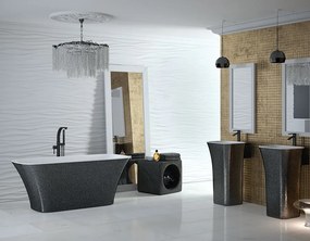 Besco Voľne stojaca vaňa z liateho mramoru Assos S-Line Glam 160x70 BESCO-Rozmery: 160x70, BESCO-Farba: Biela/grafit