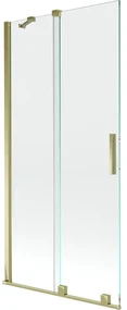 Mexen Velar, 2-krídlová posuvná vaňová zástena 90 x 150 cm, 8mm číre sklo, zlatý lesklý profil, 896-090-000-01-50