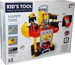 LEAN Toys Detská dielňa 3v1 na batérie, kufrík, 85 dielov, 56 cm