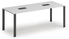Stôl INFINITY 2000 x 900 x 750, biela + 2x stolná zásuvka TYP IV, čierna