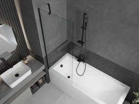 Mexen Next, vaňová  zástena 1-krídlová 70 x 150 cm, fixné krídlo, 6 mm číre sklo, čierny profil, 895-070-000-00-00-70