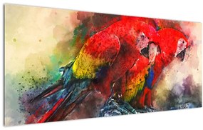 Obraz červených papagájov ara (120x50 cm)