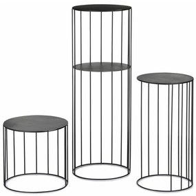 SADA 3x Stojan na kvety LOFT čierna