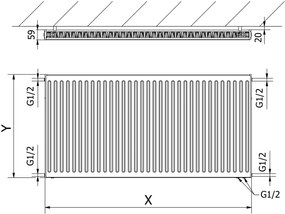 Mexen, Panelový radiátor Mexen CV11 500 x 1000 mm, spodné pripojenie, 796 W, biely - W611-050-100-00