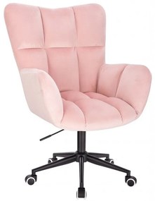 LuxuryForm DESIGN Otočné kreslo AURORA VELUR na čiernej podstave s kolieskami - svetlo ružové