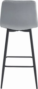 Svetlosivá barová stolička POZZA VELVET s čiernymi nohami