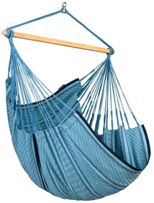 La Siesta Závesné hojdacie kreslo HABANA COMFORT  PATTERN - bluezebra, látka: 100% organická bavlna / tyč: bambus / otočný čap: nerezová oceľ
