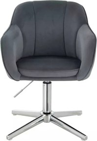 LuxuryForm DESIGN Stolička AVOLA VELUR na striebornom kríži - tmavo šedá