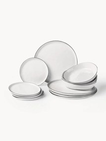 Ručne vyrobená súprava riadu z porcelánu Salt, 4 osoby (12 dielov)