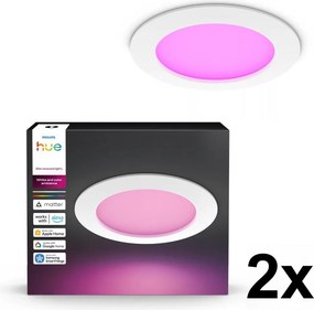 Philips - Sada 2x LED RGBW stmievateľných kúpeľňových podhľadových svietidiel Hue SLIM LED/12W/230V IP44