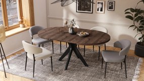RENZO Hnedý dub/čierna noha - OKRÚHLY STÔL Ø110 ROZKLADACÍ DO 180 cm | DO KUCHYNE JEDÁLNE OBÝVAČKY RETRO